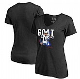 Women New England Patriots Tom Brady Pro Line by Fanatics Branded GOAT Slim Fit V Neck T-Shirt Black FengYun,baseball caps,new era cap wholesale,wholesale hats